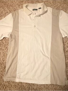 Men's Two-Tone Polo Shirt - White & Tan